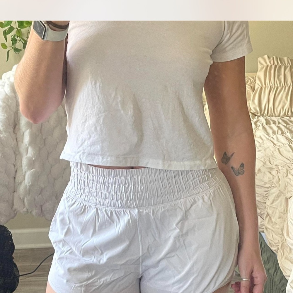 White Cropped T-Shirt and Shorts Set
